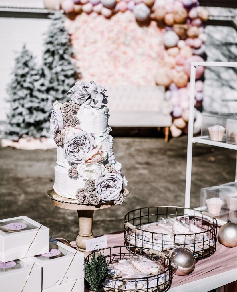 Elegant Floral Cake Outdoor Display