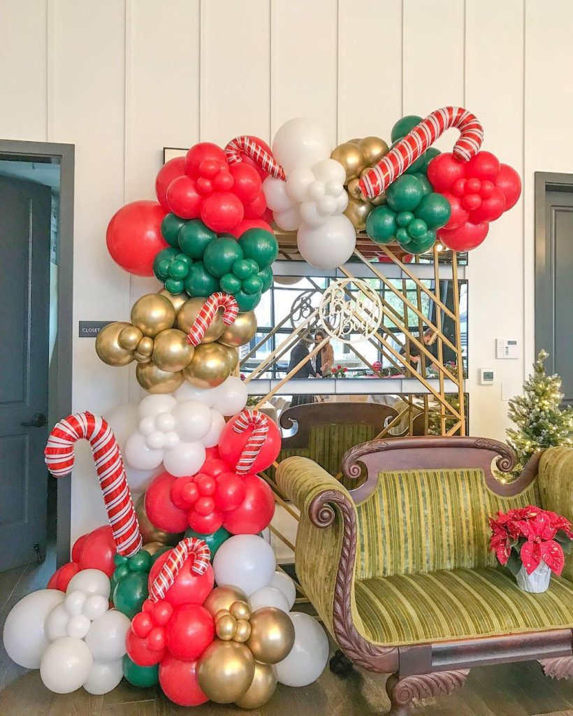 Vintage Olive Sofa & Candy Cane Garland