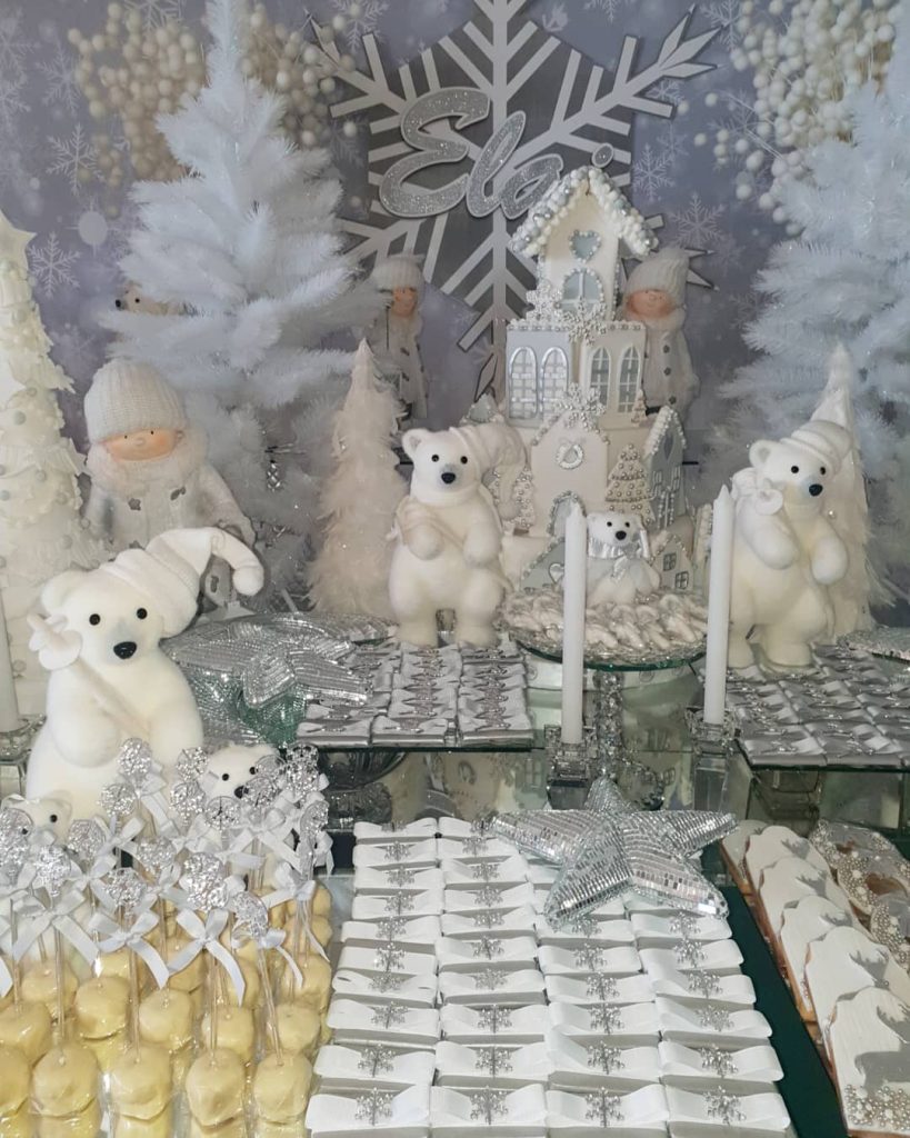 Silver & White Winter Wonderland Dessert Table
