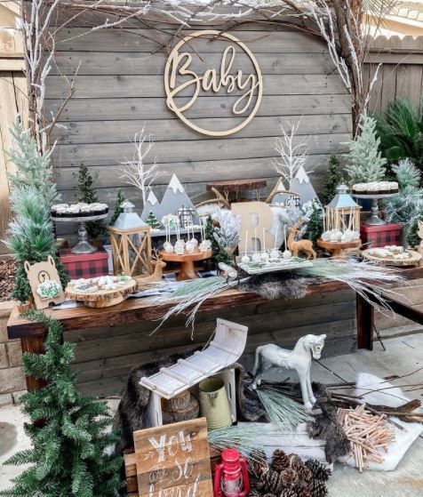 Rustic Woodland Winter Dessert Table