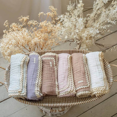 Lace Trimmed Muslin Swaddle Basket
