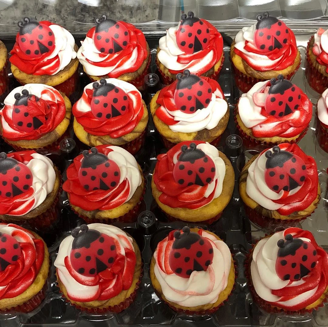 Swirled Ladybug Cupcakes