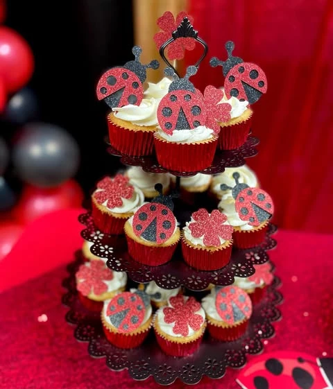 Tiered Ladybug Cupcake Stand