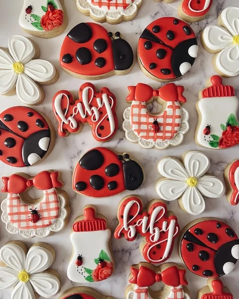 Assorted Ladybug Royal Icing Cookies