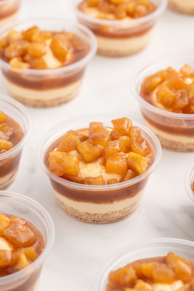 Mini Caramel Apple Cheesecake Shooters