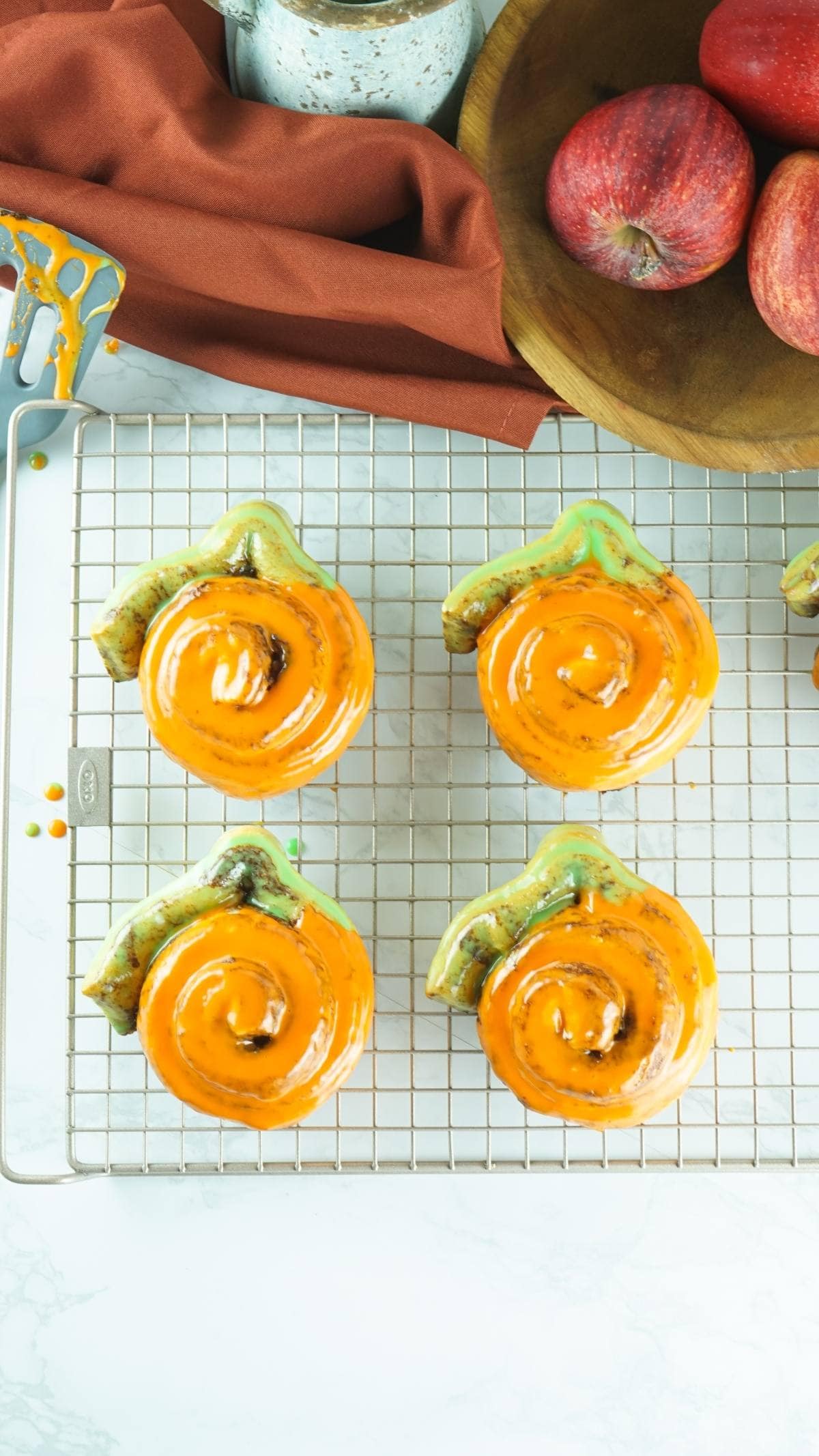 Pumpkin Shaped Cinnamon Rolls