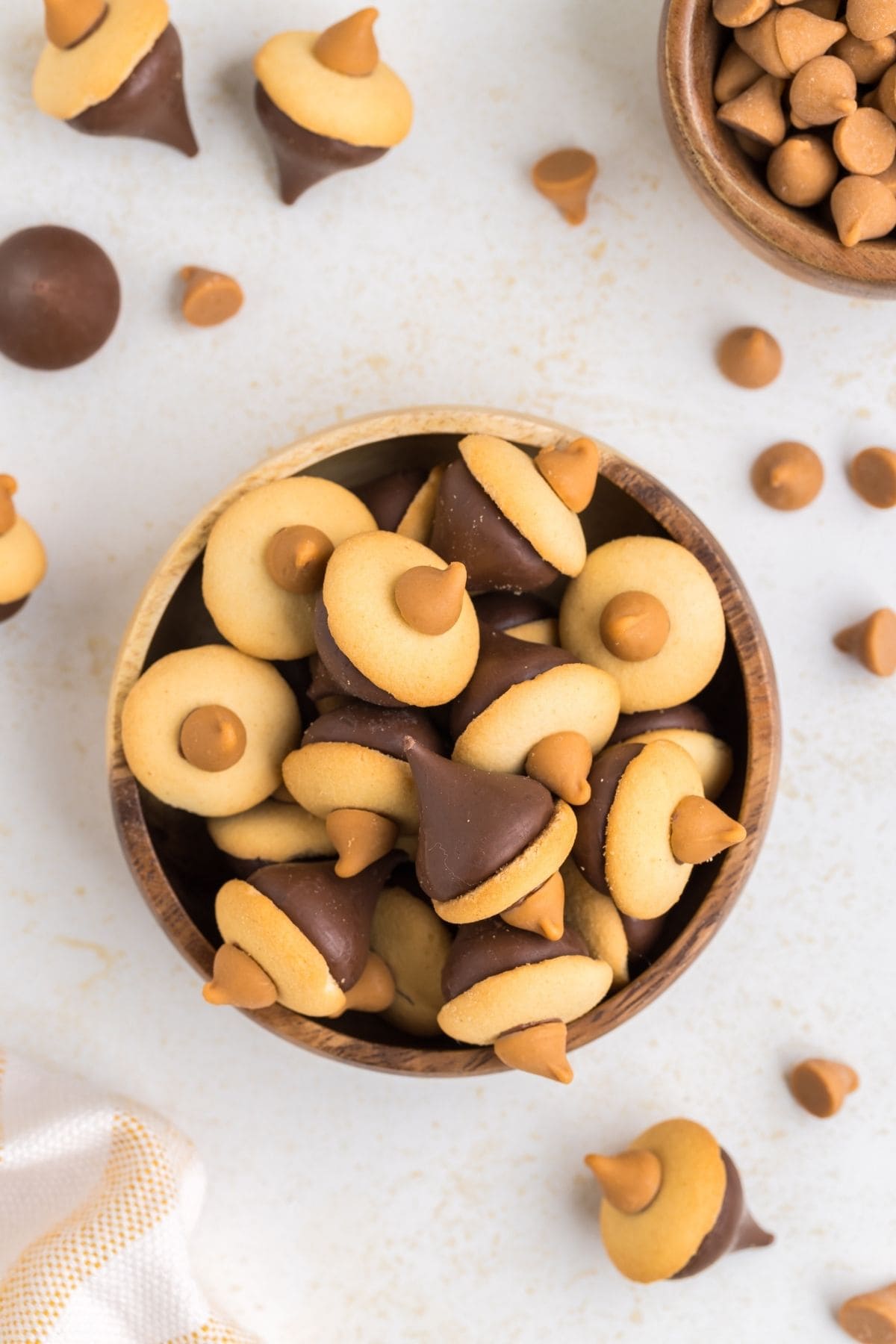 Mini Acorn Cookies with Caramel and Chocolate