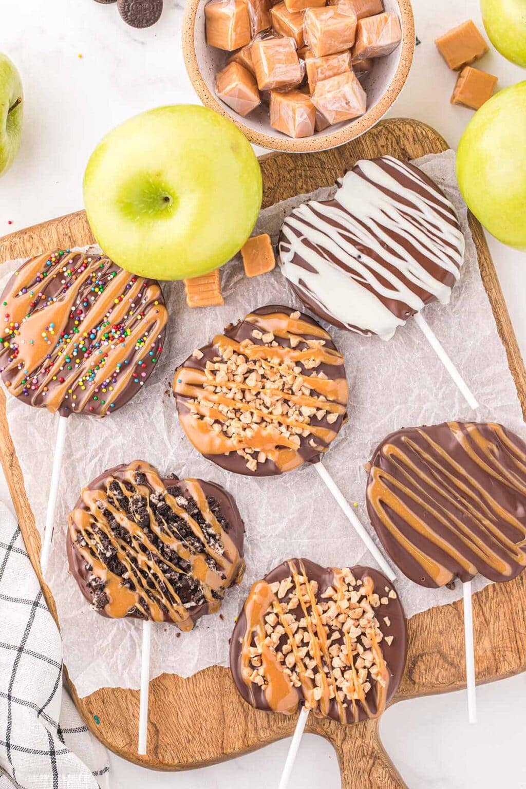 Caramel Chocolate Apple Pops
