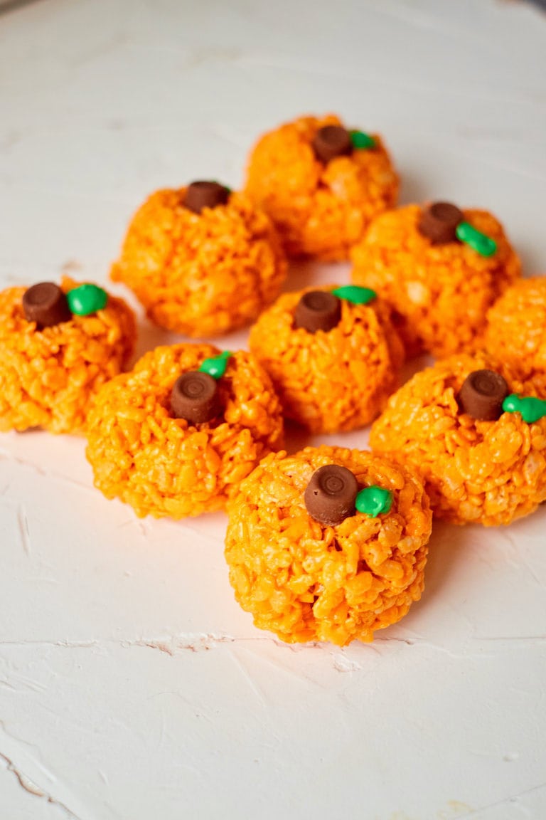 Orange Rice Krispie Pumpkin Treats