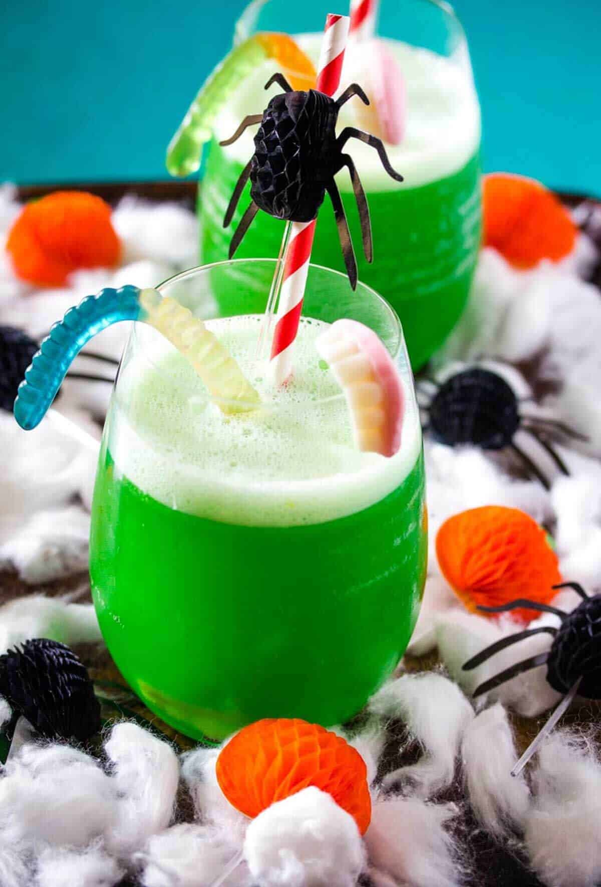 Spooky Green Punch with Spider Straw