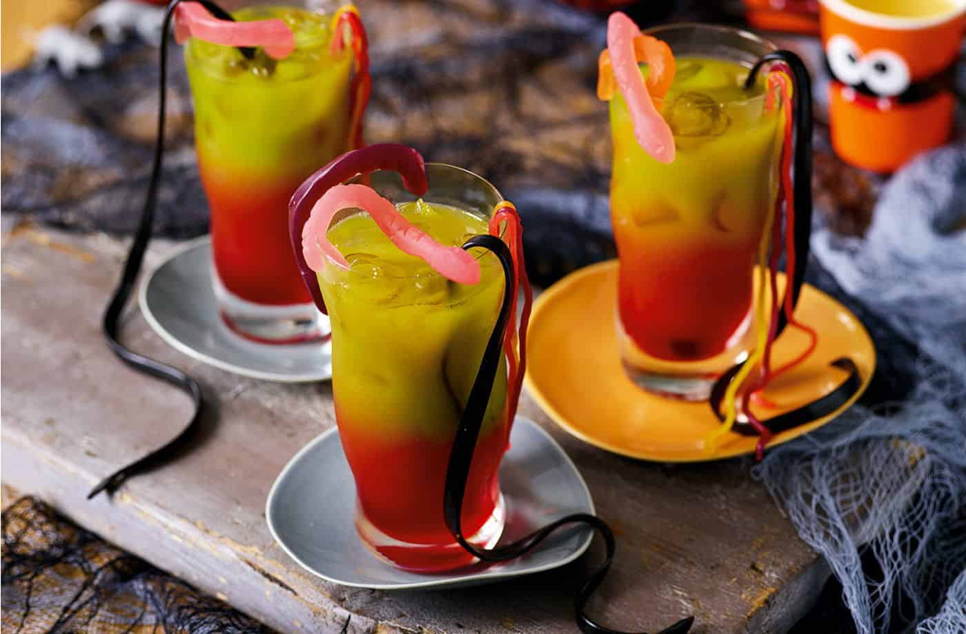 Layered Swamp Juice with Licorice Straws