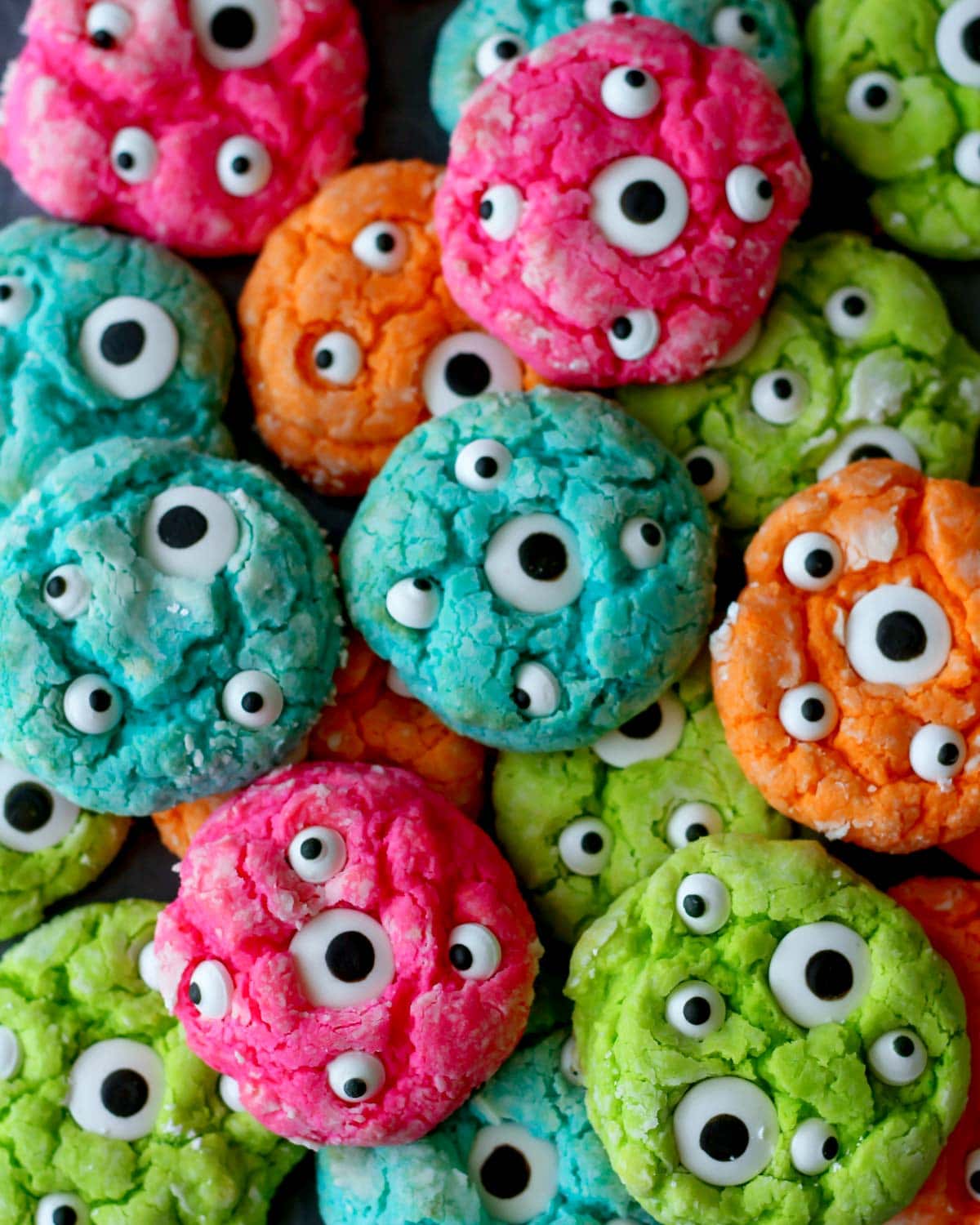 Multi-Eyed Monster Cake Mix Cookies
